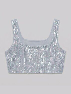 New! Victoria’s Secret Blue Sequin Square Neck Crop Top Bra XL 34863